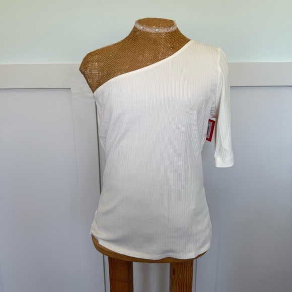 Spanx NEW Ribbed One Shoulder Top Women’s Large Ivory White Sexy Datenight - Picture 1 of 8